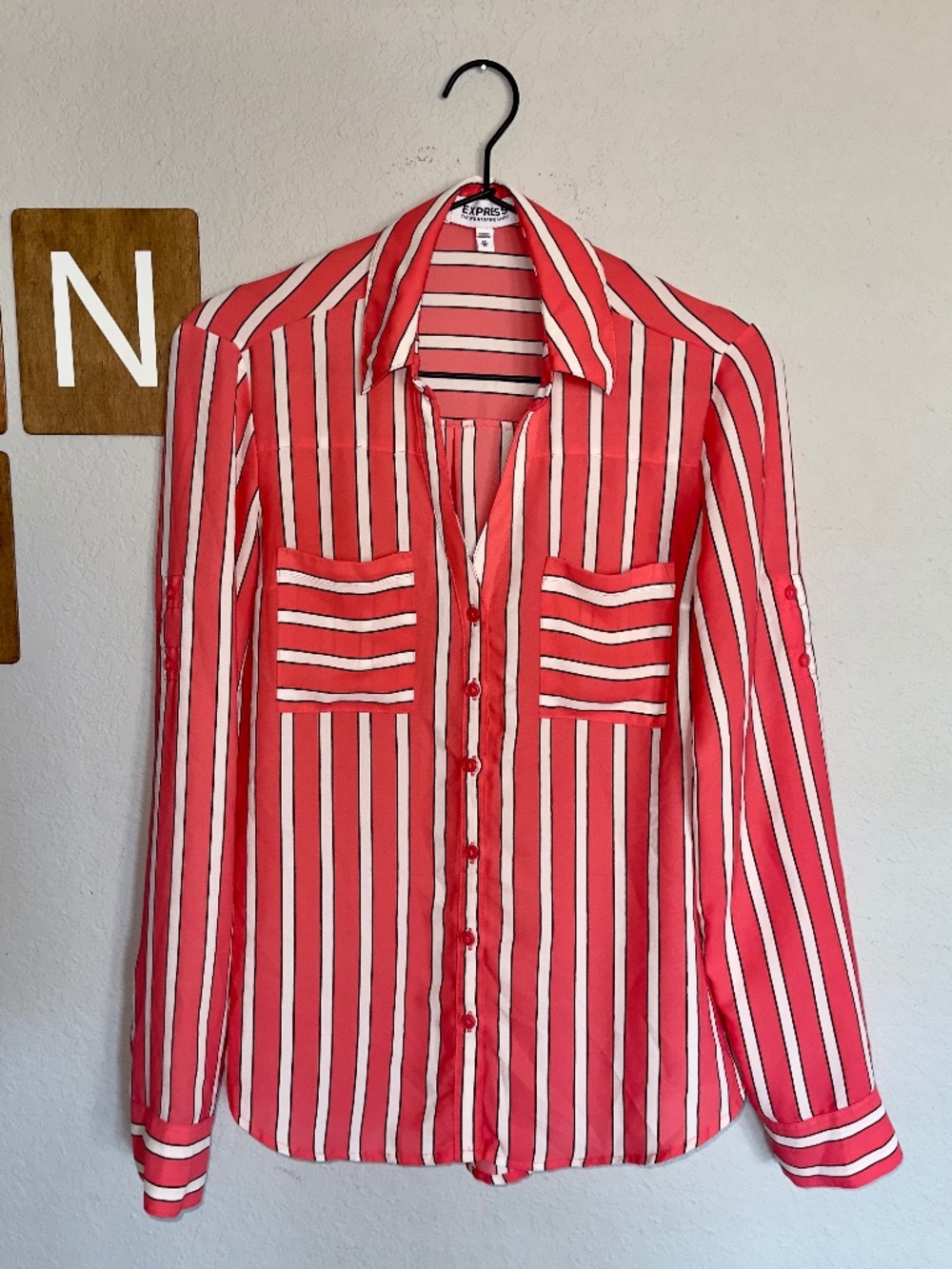 Express "The Portofino Shirt" Slim Fit Top, XS